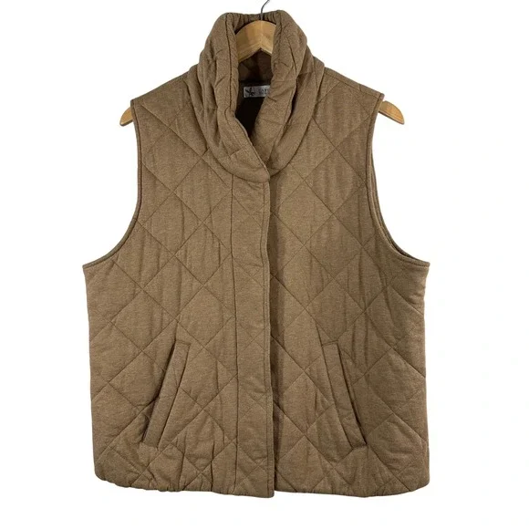 Carve Designs Women's Vest‎ Brown 100% Organic Cotton Quilted Pockets Size XL